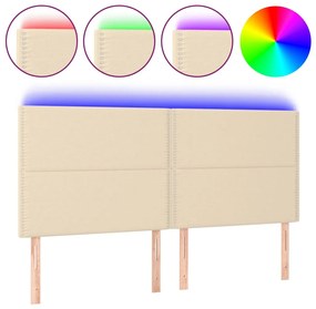 Testiera a led crema 160x5x118/128 cm in tessuto