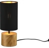 Lampada da tavolo nera base legno 30 cm Woody Trio