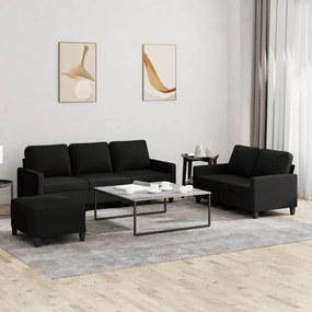Set Di Divani 3 Pz Con Cuscini Nero İn Tessuto /