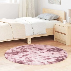 Tappeto Shaggy A Pelo Lungo Navarra Rosa Antico 120x120cm /