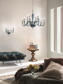 Lampadario debussy 12 luci ottanio e cromo attacco e14 d.84cm