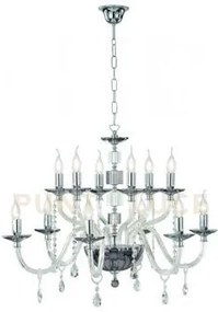 Lampadario livia 12 luci fume'- trasparente e cromo attacco e14 d.85cm