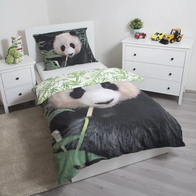 Set copripiumino e federa da bambini in cotone per letto singolo 140x200 cm Panda – Jerry Fabrics