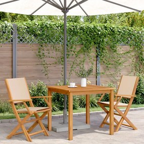 Sedie da giardino 2pz beige legno massello di acacia e tessuto