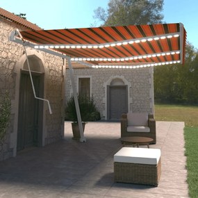 Tenda Automatica Sensore Vento E Led 600x350 Cm Arancio Marrone /