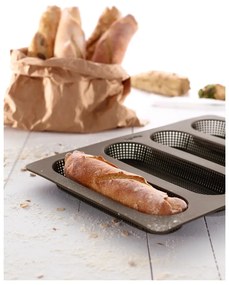 Set di stampi da forno in silicone adatti per baguette/adatti per pane 3 pz Essential – Lékué