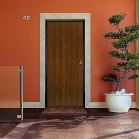 Porta blindata YALE Terry L 80 x H 210 cm in melaminico noce scuro/bianco, apertura spingere a sinistra, falso telaio incluso