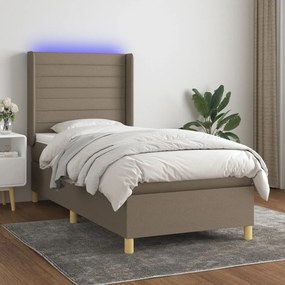 Letto A Molle Con Materasso E Led Tortora 80x200 Cm İn Tessuto /