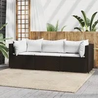 Set Mobili da Giardino 3 pz con Cuscini in Polyrattan Marrone 319750