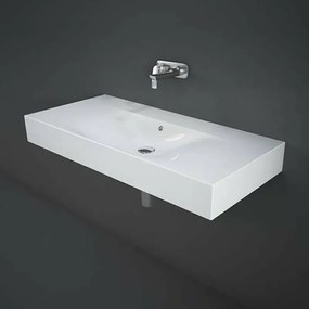 Lavabo sospeso 100cm rettangolare in ceramica bianca senza foro per rubinetto Rak Des