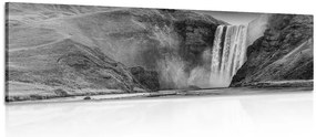 Stampa su tela – Cascata iconica in Islanda in bianco e nero