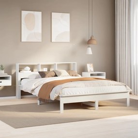 Letto Senza Materasso Bianco 140x200 Cm Legno Massello Di Pino /