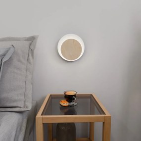 Applique da Parete Circle, Bianca e in Legno, Luce Indiretta, Base G9 Colore del corpo Legno