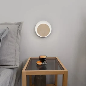 Applique da Parete Circle, Bianca e in Legno, Luce Indiretta, Base G9 Colore del corpo Legno