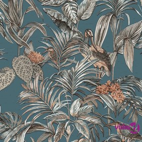 DUTCH WALLCOVERINGS Carta da Parati Bird-of-Paradise Blu