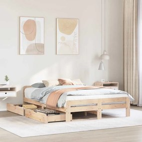 Letto Senza Materasso 160x200 Cm İn Legno Massello Di Pino /