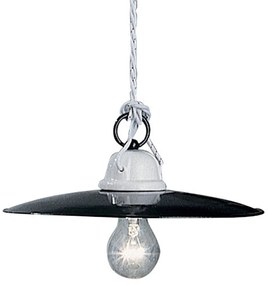 Lampadario Industrial Potenza Ferro E Ceramica Nero Diam. 35Cm 1 Luce E27