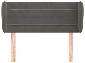 Testiera ad orecchio grigio scuro 83x23x78/88 cm in velluto