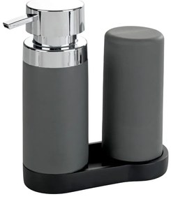 Set di 2 dispenser di detersivo grigio con vaschetta Squeeze, 250 ml Easy Squeez-e - Wenko