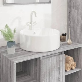 Lavandino Bianco 40x14,5 Cm İn Ceramica Rotondo /