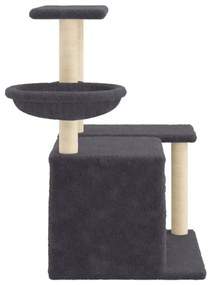 Albero per Gatti con Tiragraffi in Sisal Grigio Scuro 83 cm