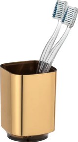 Set accessori bagno con dispenser e porta spazzolino color oro satinato e nero Lumina