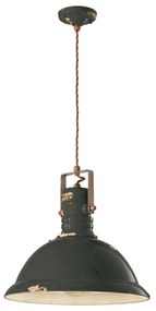 Lampadario Industrial Ferro E Ceramica Vintage Nero 1 Luce E27 40Cm