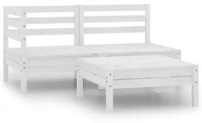 Set Divani da Giardino 3 pz in Legno Massello di Pino Bianco