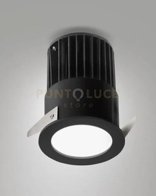 Nasca faretto incasso tondo nero d.6,2cm c/driv 12w 3000k 1150lm