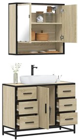 Set Mobili Da Bagno 2 Pz Rovere Sonoma İn Legno Multistrato /
