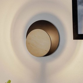 EMIBIG LIGHTING Applique Circle in nero con pannello decorativo in legno