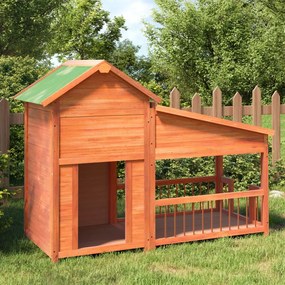 Cuccia Per Cani Marrone 143x60,5x109 Cm İn Legno Massello Di Pino /