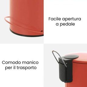 Pattumiera in acciaio 3 litri rosso soft-close con secchio estraibile Spring