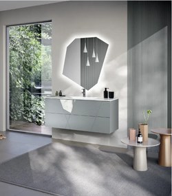 Mobile da bagno sospeso moderno base 100 CRIZIA con lavabo, GRIGIO OPACO