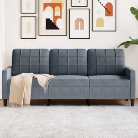 Divano A 3 Posti Grigio Scuro 180 Cm İn Velluto /