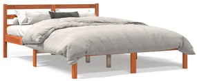 Letto Senza Materasso Marrone Cera 140x190 Cm İn Legno Di Pino /