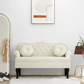 Panca Con Cuscini Crema 120,5x65x75 Cm İn Velluto /