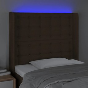 Testiera a led marrone scuro 83x16x118/128 cm in tessuto