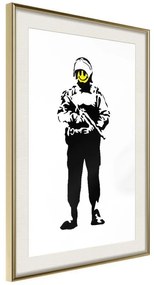 Poster  Banksy: Smiling Copper  Cornice Quadri Cornice d'oro con passe-partout, Larghezza x Altezza Home decor 20x30