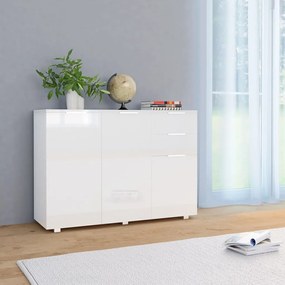 Credenza Bianco Lucido 107x35x80,5 Cm /