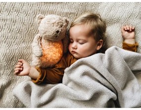 Moonie - Compagno di coccole con melodia e luce orsacchiotto 2.0 organic grigio