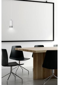 Sospensione Moderna 1 Luce Ivar A Cilindro In Acciaio Bianco E Cromo