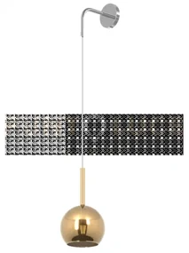 Applique cromo 1 luce piccola vetro oro 1155cr-a-or