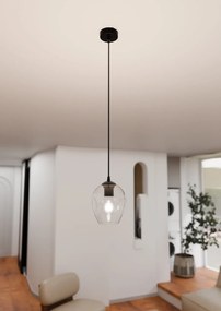 Lampadario a Sospensione in Acciaio e Vetro ISTAR Nero E27