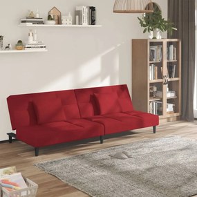 Divano Letto A 2 Posti Con 2 Cuscini Rosso Vino İn Velluto /