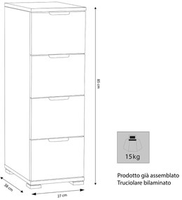 NANO - cassettiera 4 cassetti
