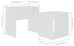 Tavolino da Salotto Bianco 48x30x45 cm in Legno Multistrato