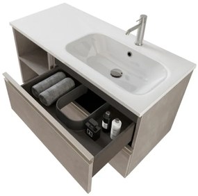 Mobile bagno sospeso 100 cm Master grigio con lavabo e specchio