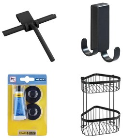 Set di accessori per il bagno nero in metallo autoportante Classic - Wenko