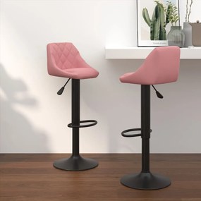 Sgabelli Da Bar 2 Pz Rosa İn Velluto /